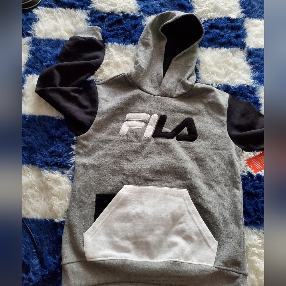 Unisex Kids Size M Grey Fila hoodie with bold logo #streetwear - Picture 4 of 5
